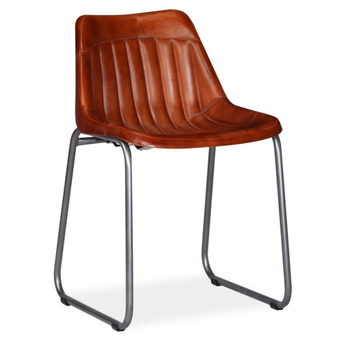 Swen Studio -  Dining Chairs 6 pcs Brown Real Leather